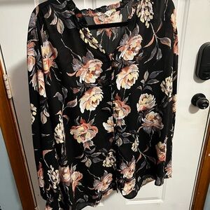 Floral Black Blouse